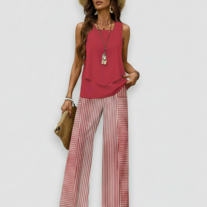 Everly | Women’s Spring Printed Wide-Leg Two Piece Set