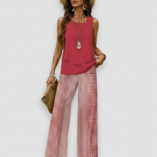 Everly | Women’s Spring Printed Wide-Leg Two Piece Set