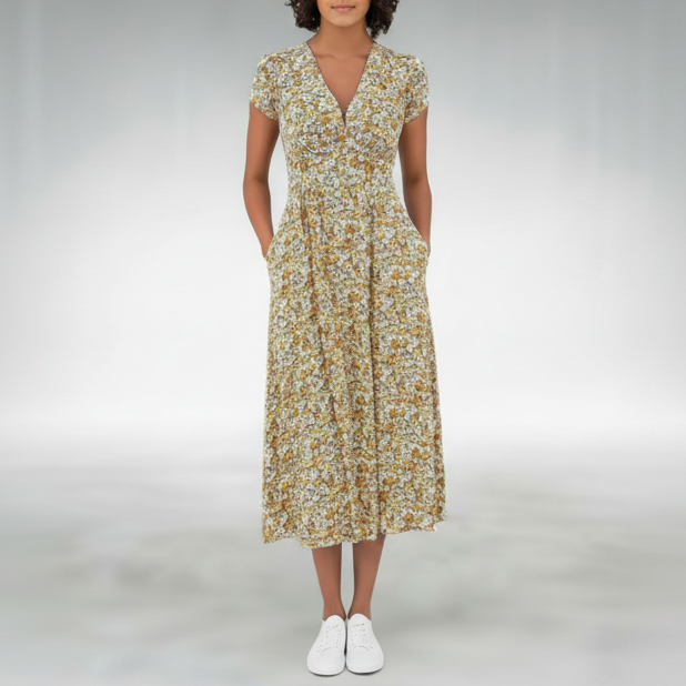 Hadley | Women’s Floral V-Neck Pocket Midi Dress