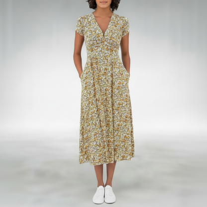 Hadley | Women’s Floral V-Neck Pocket Midi Dress