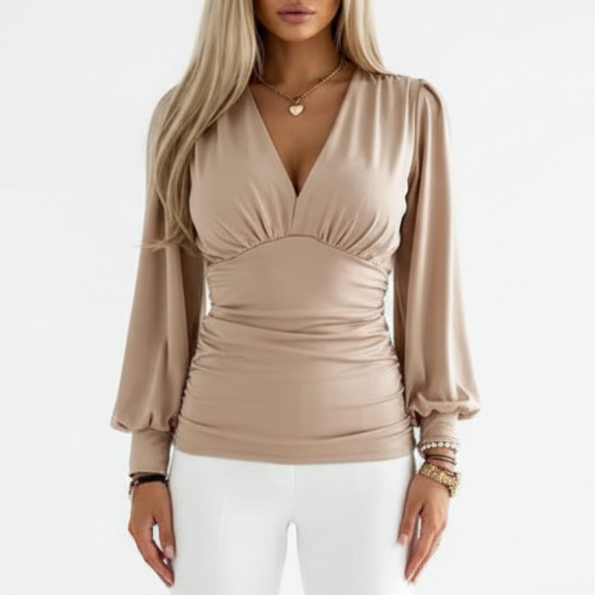 Ariana | Women’s Deep V-Neck Waist Blouse
