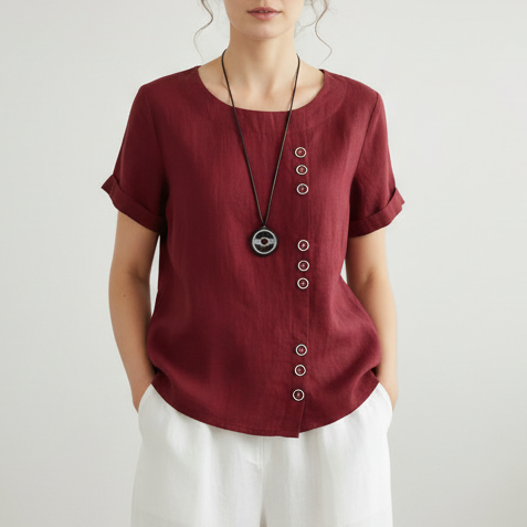 Haley | Women’s Summer Button Detail Casual Blouse