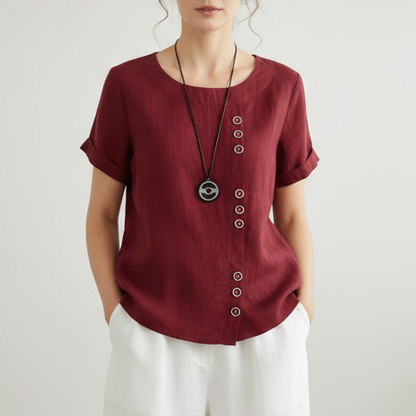 Haley | Women’s Summer Button Detail Casual Blouse