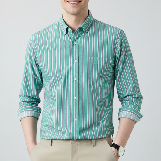 Dustin | Men’s Striped Oxford Button-Up Shirt