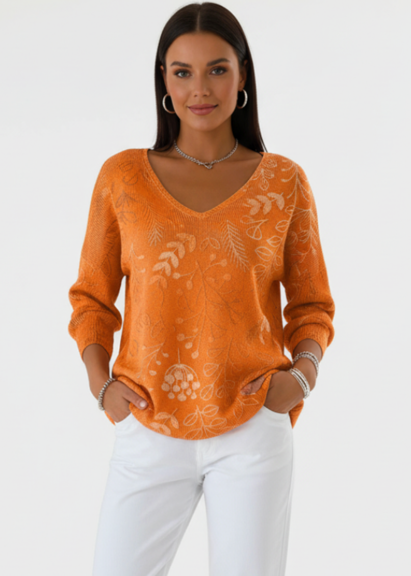 Octavia | Women’s Textured V-Neck Long Sleeve Knit Top