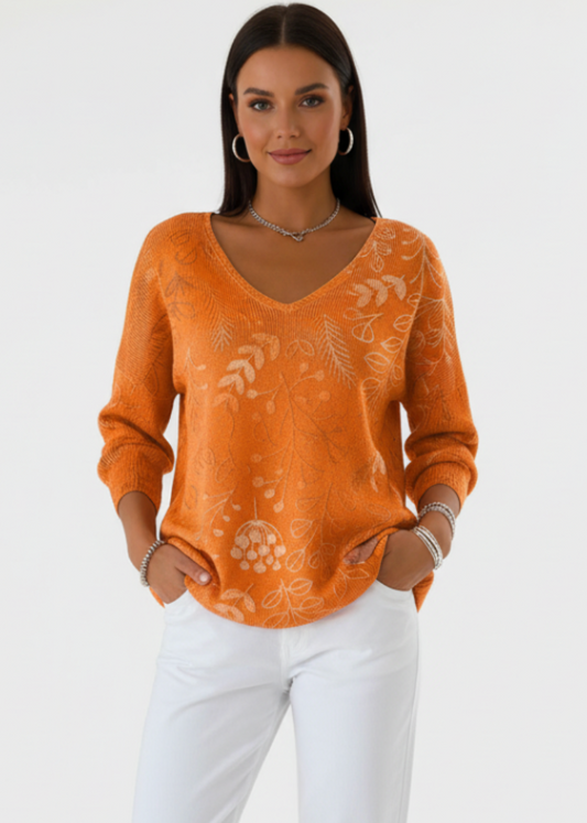 Octavia | Women’s Textured V-Neck Long Sleeve Knit Top