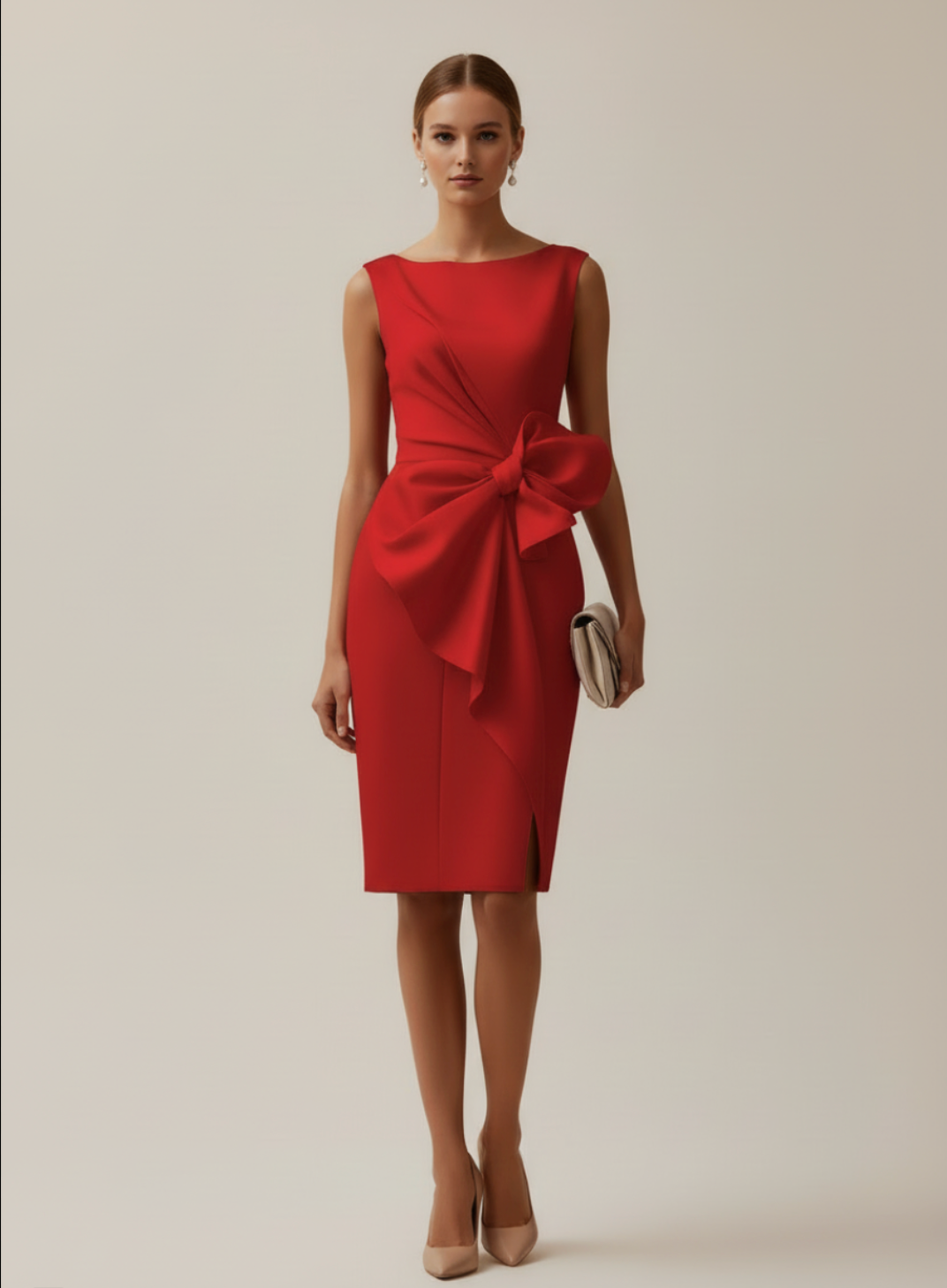 Isla | Women’s Sleek Sleeveless Knot-Front Midi Dress