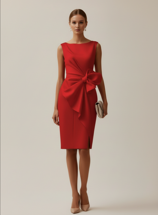 Isla | Women’s Sleek Sleeveless Knot-Front Midi Dress