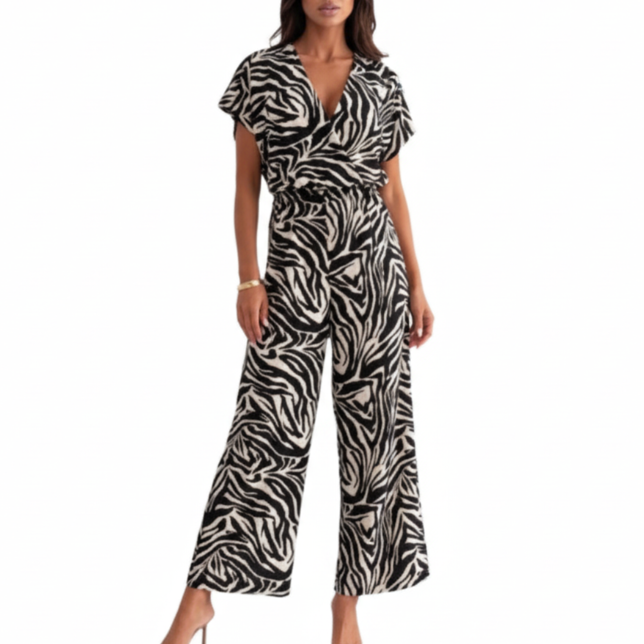 Marisol | Women’s Leopard Print V-Neck Wide-Leg Jumpsuit