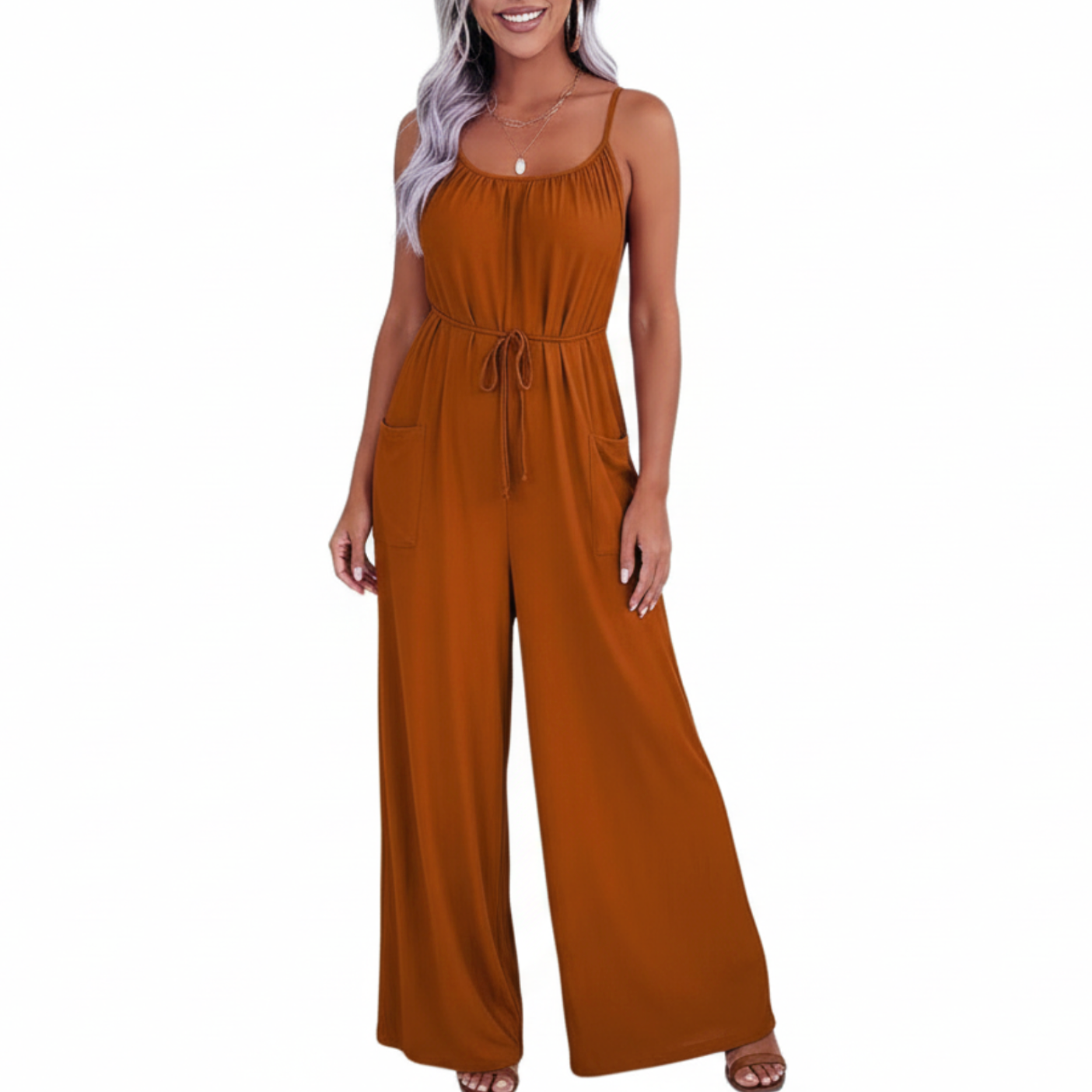 Kenna | Women’s Drawstring Waist Pocket Wide-Leg Jumpsuit