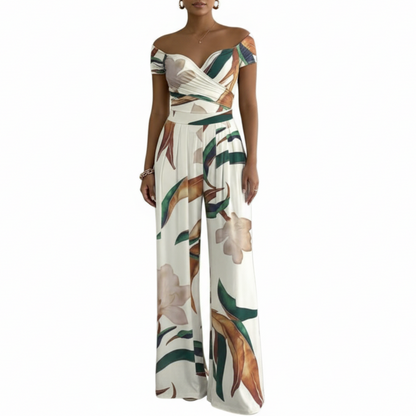 Francesca | Women’s Off Shoulder Floral Print Wide-Leg Jumpsuit