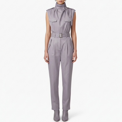 Sutton | Women’s Sleeveless High Neck Belted Utility Jumpsuit