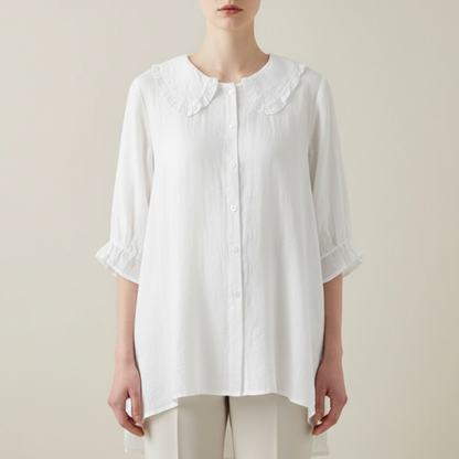 Rosalind | Women’s Loose Fit Ruffle Collar Shirt