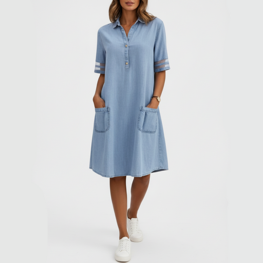 Aubrey | Women’s Figure Flattering Denim Midi Dress