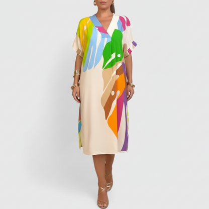 Cheyenne | Women’s Comfortable Abstract Print Midi Dress