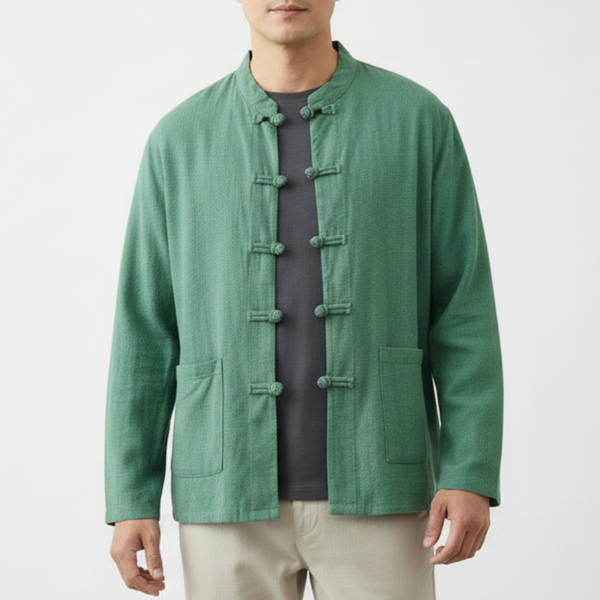 Wyatt | Men’s Comfortable Mandarin Collar Button Up Shirt