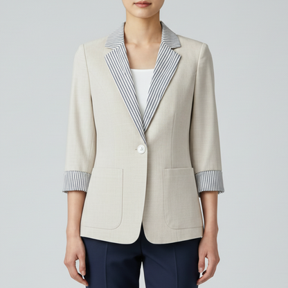 Cambria | Women’s Classy Button Front Long Sleeve Office Blazer Coat