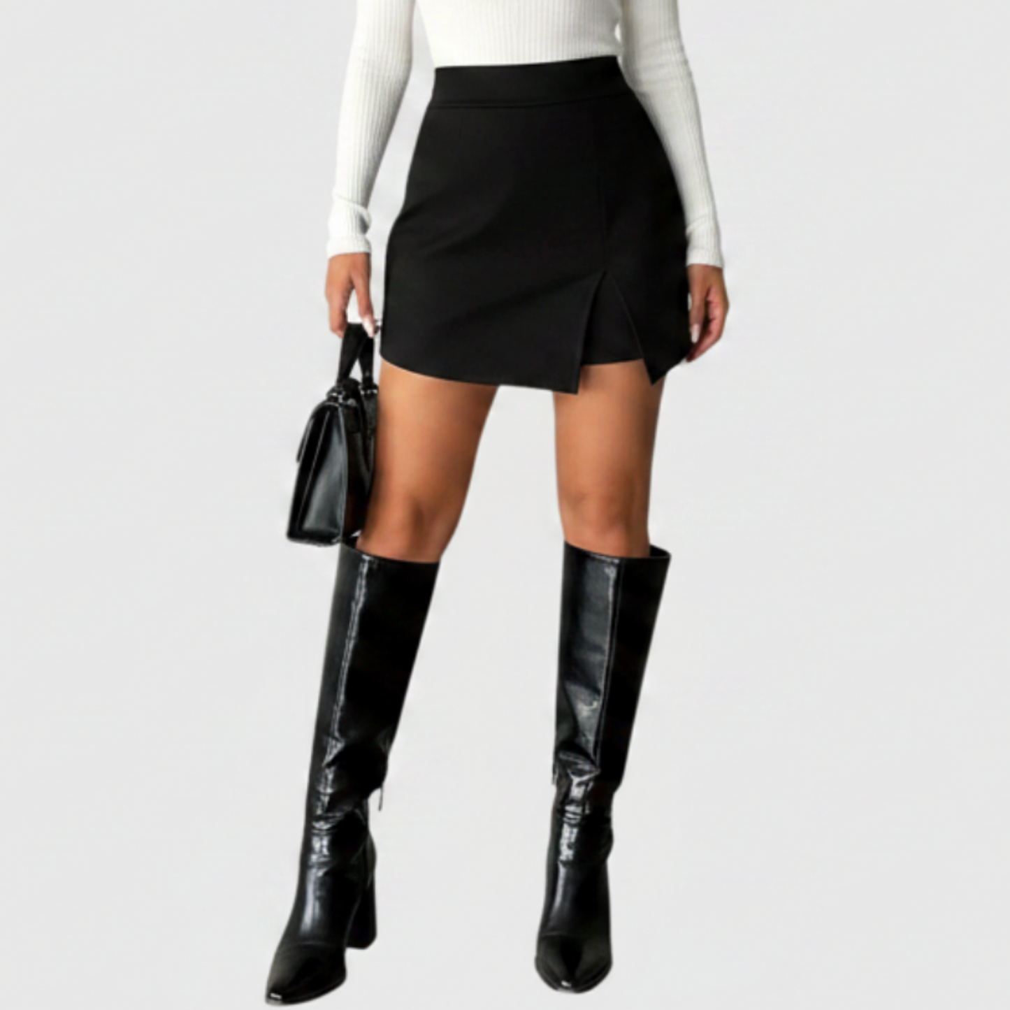 Zeinab | Women’s High Waist Side Slit Pencil Mini Skirt