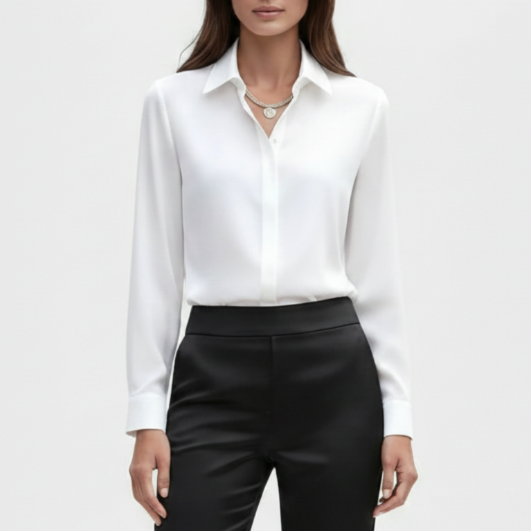Celestine | Women’s Elegant Satin Button Up Blouse