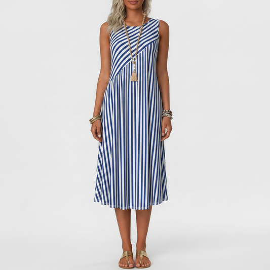 Maristelle | Women’s Sophisticated Striped Sleeveless Midi Dress