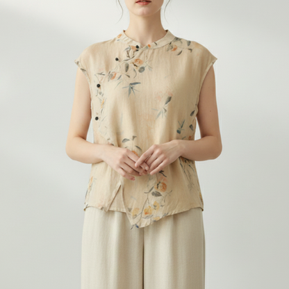Eliora | Women’s Elegant Floral Mock Neck Blouse