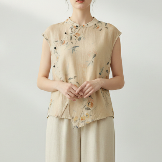 Eliora | Women’s Elegant Floral Mock Neck Blouse