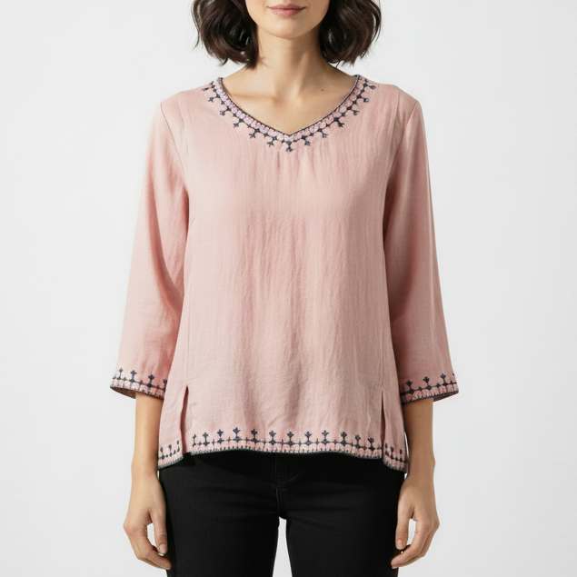 Avalyn | Women’s Embroidered V Neck Blouse