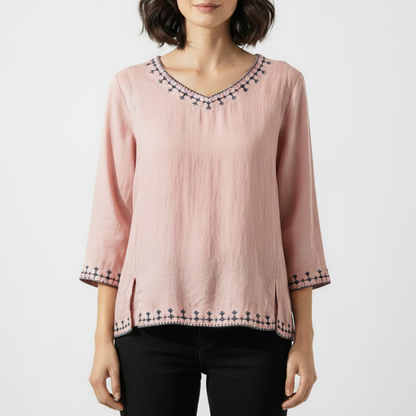 Avalyn | Women’s Embroidered V Neck Blouse