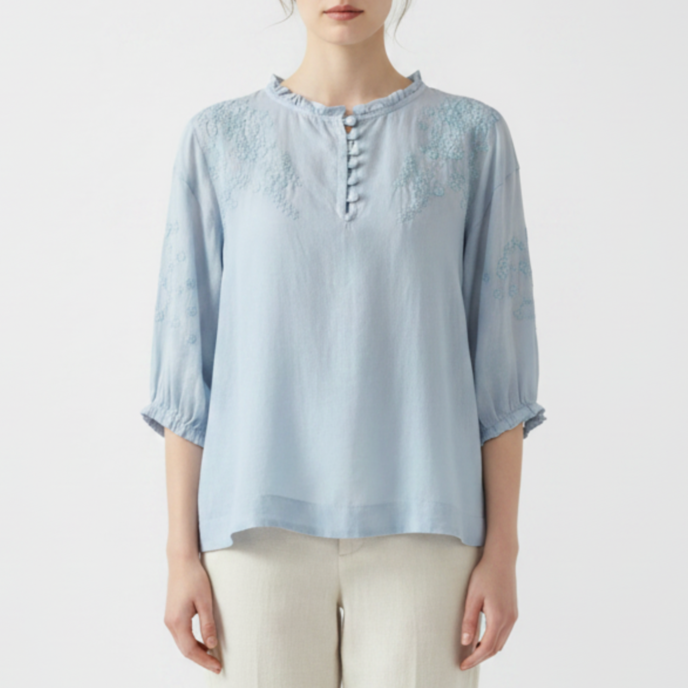 Averelle | Women’s Embroidered Button Front Blouse