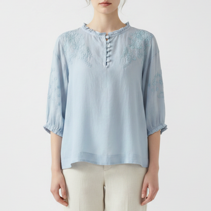 Averelle | Women’s Embroidered Button Front Blouse