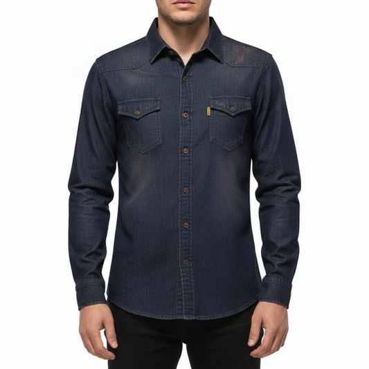 Draven | Men’s Dark Wash Denim Button Up Shirt