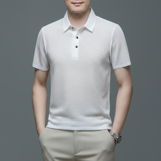Jason | Men’s Textured Short Sleeve Button Polo Shirt