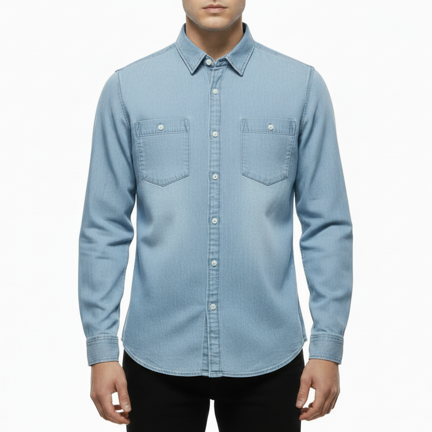 Torvyn | Men’s Light Blue Denim Button Up Shirt