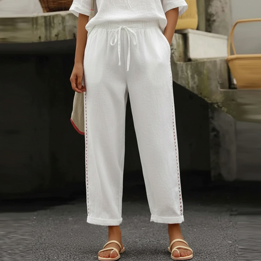 Abbie | Women’s High Waist Tapered Leg Side Stripe Pants