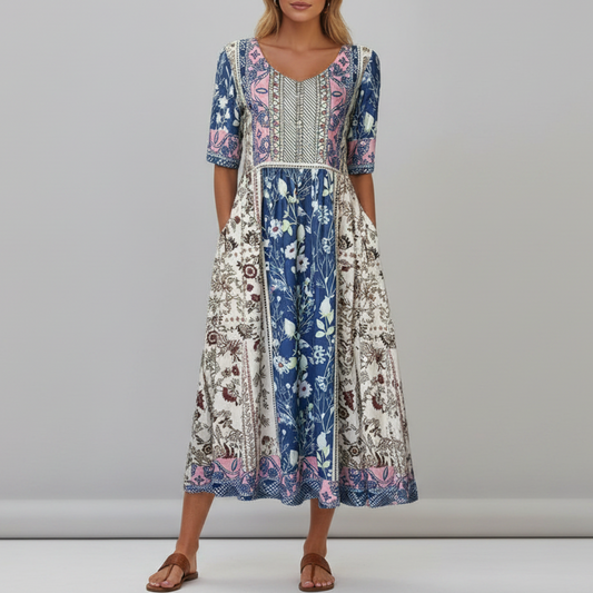 Elena | Women’s Boho Printed Midi Dress