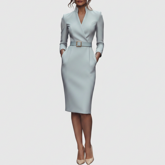 Veronica | Women’s Belted Collared Midi Dress