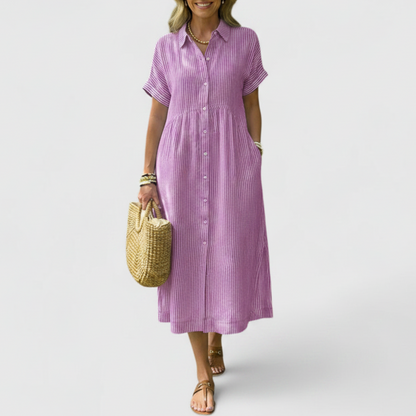 Adria | Women’s Striped Button-Front Dress