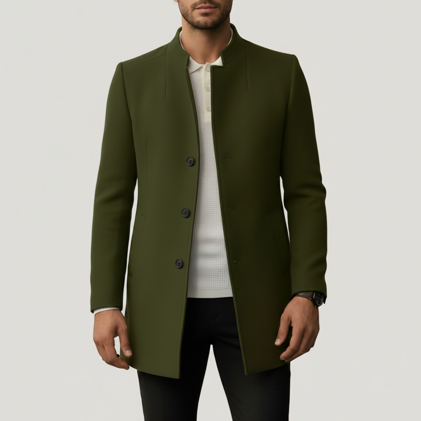 Gideon | Men’s Collarless Open-Front Coat