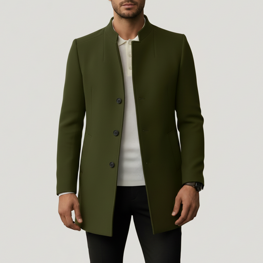 Gideon | Men’s Collarless Open-Front Coat