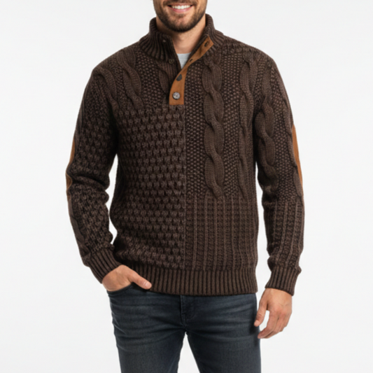 Cade | Men’s Patchwork High-Collar Sweater