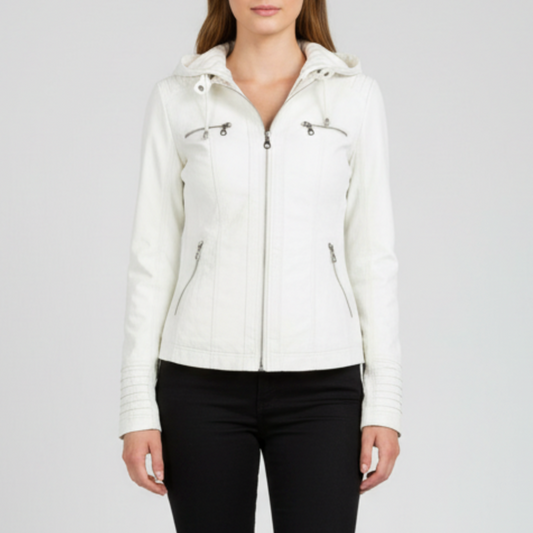 Clara | Women's Hooded Moto Jacket