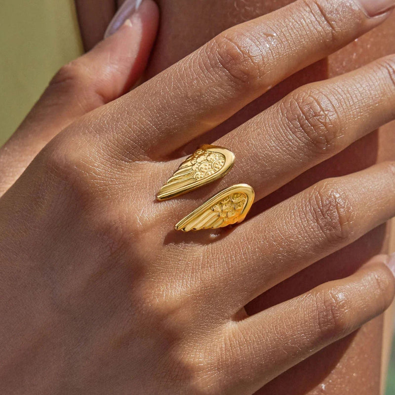 Elowyn | Women’s Angel Wings Open Cuff Ring