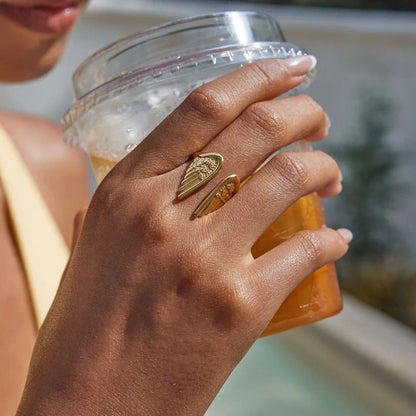 Elowyn | Women’s Angel Wings Open Cuff Ring