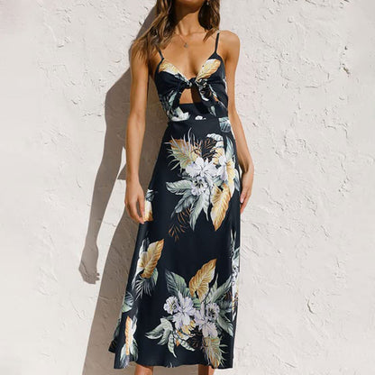 Marin | Women’s Wedding Guest Floral Maxi Dress with Strappy Neckline