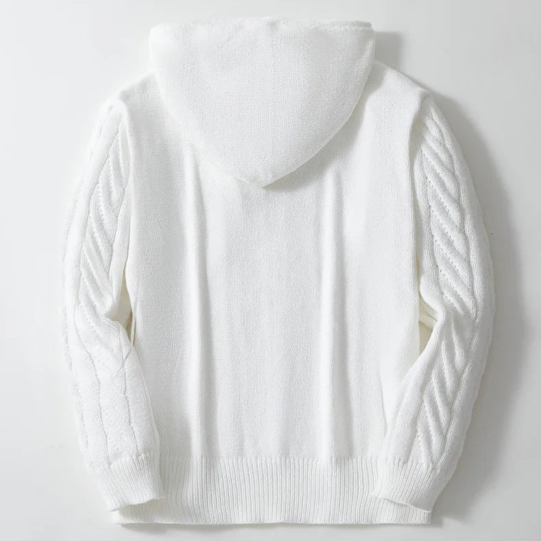 Spencer | Men’s Wool Blend Hoodie with Cable Knit and Button