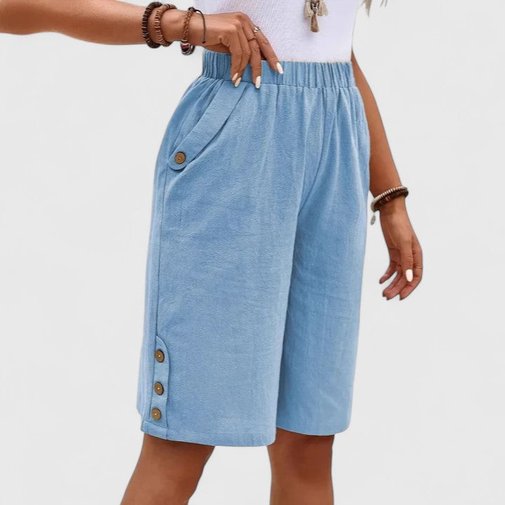 Kenzi | Women’s Comfortable Button Detail Shorts