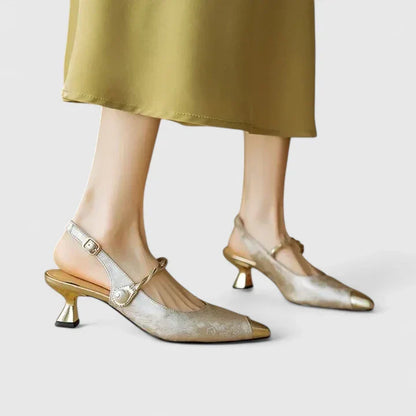 Marla | Women’s Elegant Pointed Toe Slingback Kitten Heels