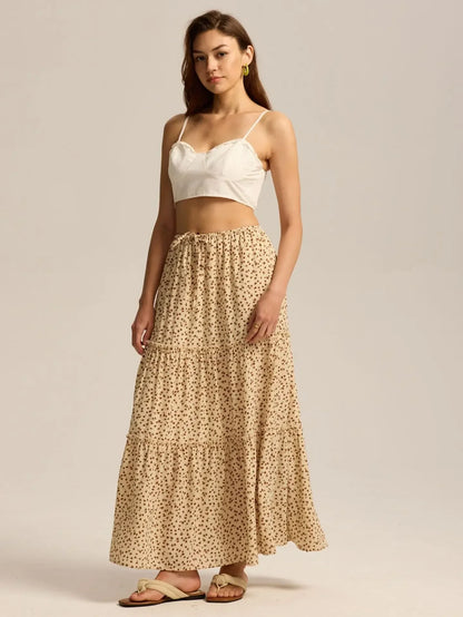 Daphne | Women’s Tiered Meadow Print Maxi Skirt