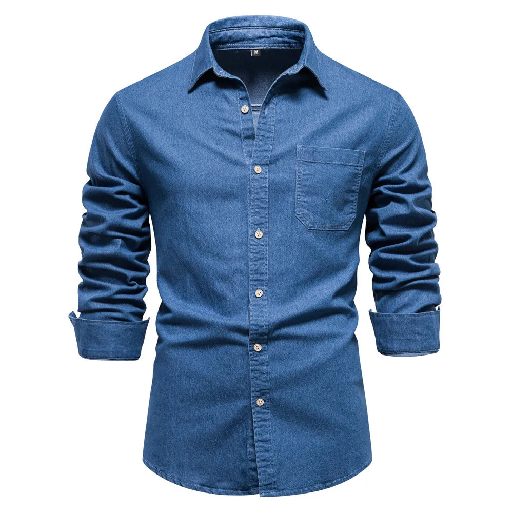 Declan | Men’s Denim Button-Up Shirt with Chest Pockets