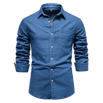 Declan | Men’s Denim Button-Up Shirt with Chest Pockets